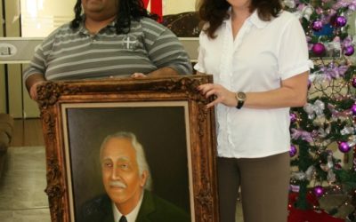 Restauração do quadro com o retrato do ex-vereador Elias Damus