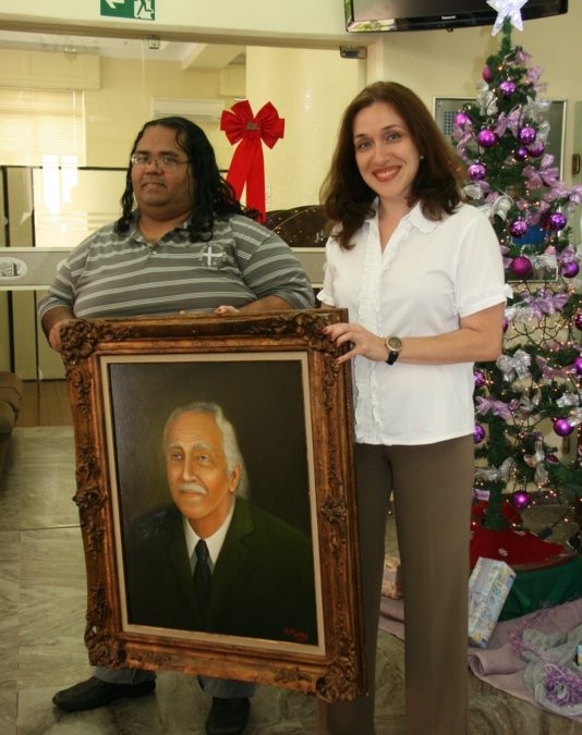 Restauração do quadro com o retrato do ex-vereador Elias Damus